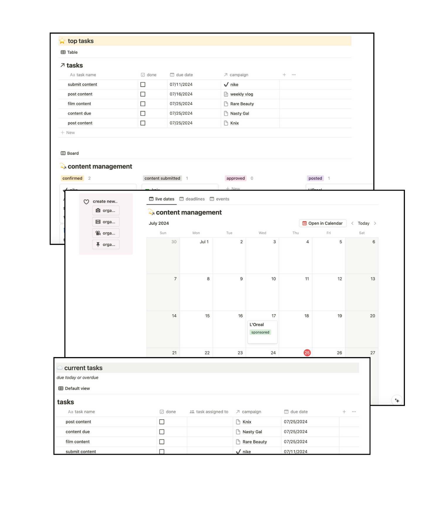 Influencer Self-Management Template