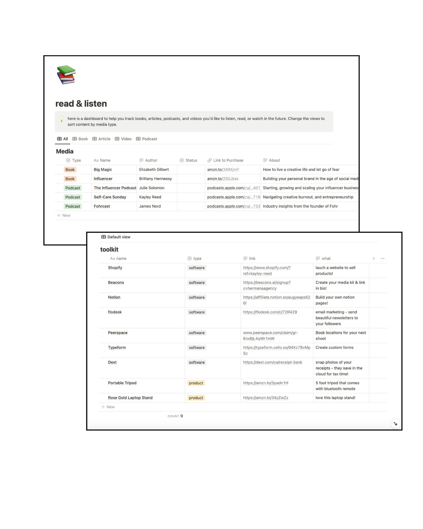 Influencer Self-Management Template